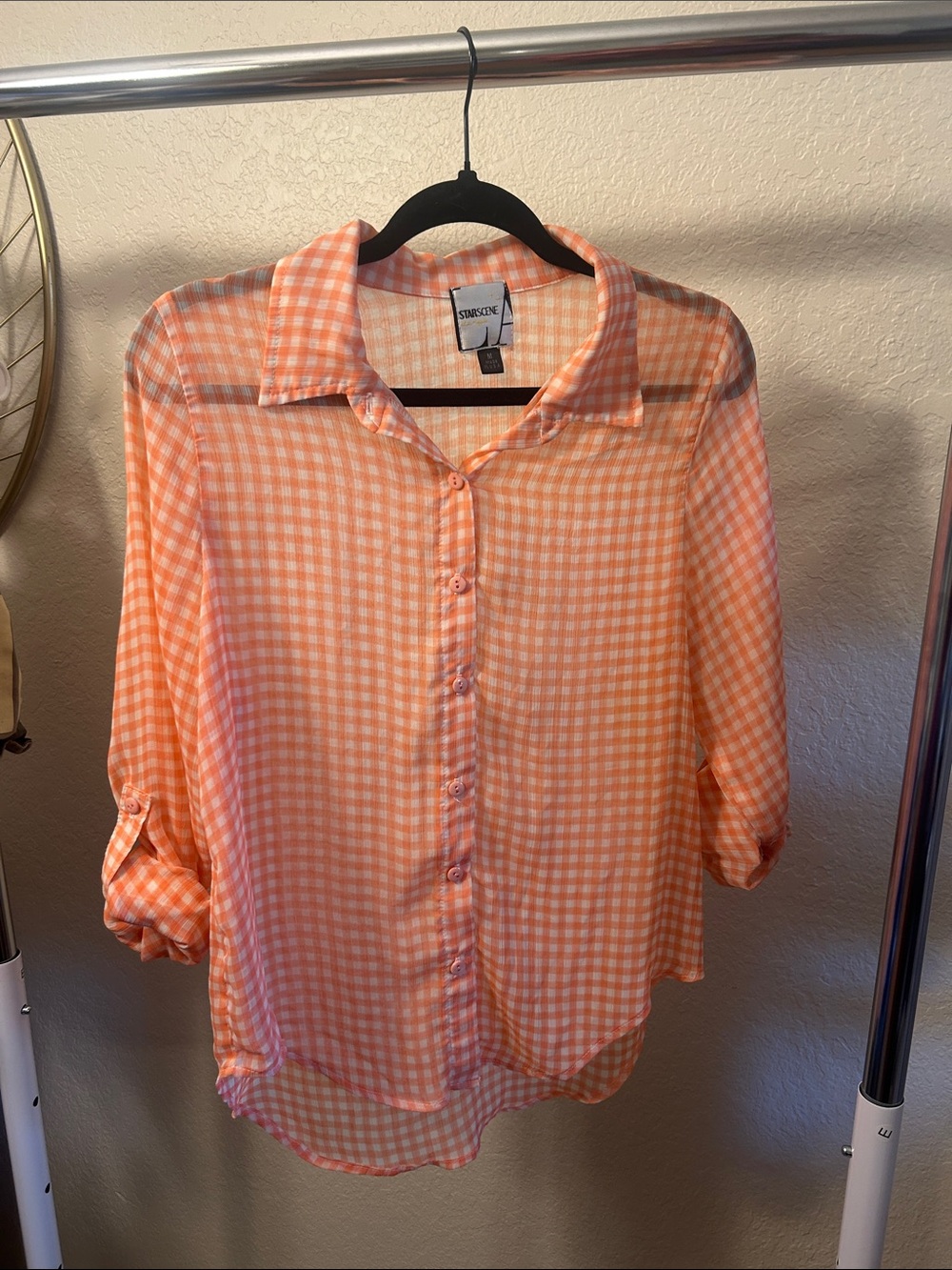 Vintage Bubblegum Pink Gingham Button-Down Shirt by Starscene LA